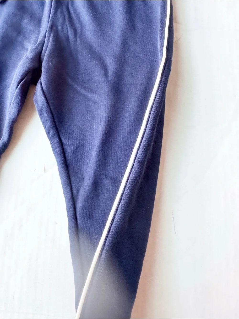 Organic Cotton Sweatpants / Joggers In Navy blue with White Side Stripe  NWT